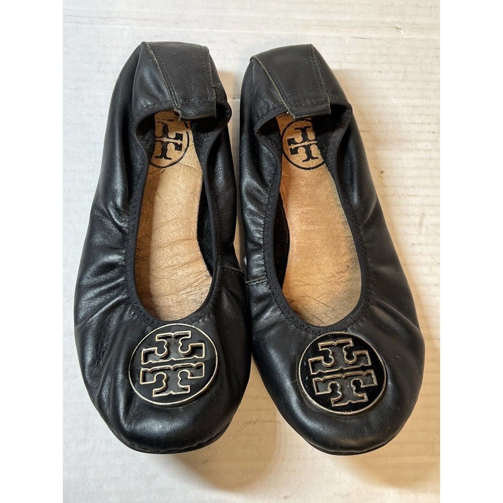 Tory Burch Leather Ballet Flats Black Flats Shoes Size EU40 US9.5